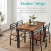 imageBest Choice Products 5Piece Modern Dining Set WSteel Frame Space Saving Rectangular Kitchen Table W 4 Matching Chairs amp Storage Rack for Apartments Kitchens amp Dining Rooms  Medium BrownBlackBrownBlack
