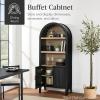 imageBest Choice Products 72 Tall Narrow Arched Pantry Cabinet wReeded Door 4Tier Bookshelf Armoire Hutch Bookcase Storage Cabinet wAdjustable Shelves for Dining Room and Livingroom  WalnutLarge  Natural Oak