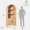 imageBest Choice Products 72 Tall Narrow Arched Pantry Cabinet wReeded Door 4Tier Bookshelf Armoire Hutch Bookcase Storage Cabinet wAdjustable Shelves for Dining Room and Livingroom  WalnutLarge  Natural Oak