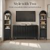 imageBest Choice Products 72 Tall Narrow Arched Pantry Cabinet wReeded Door 4Tier Bookshelf Armoire Hutch Bookcase Storage Cabinet wAdjustable Shelves for Dining Room and Livingroom  WalnutNarrow  Black Oak