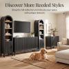 imageBest Choice Products 72 Tall Narrow Arched Pantry Cabinet wReeded Door 4Tier Bookshelf Armoire Hutch Bookcase Storage Cabinet wAdjustable Shelves for Dining Room and Livingroom  WalnutNarrow  Black Oak