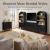 imageBest Choice Products 72 Tall Narrow Arched Pantry Cabinet wReeded Door 4Tier Bookshelf Armoire Hutch Bookcase Storage Cabinet wAdjustable Shelves for Dining Room and Livingroom  WalnutLarge  Black Oak
