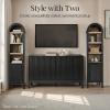imageBest Choice Products 72 Tall Narrow Arched Pantry Cabinet wReeded Door 4Tier Bookshelf Armoire Hutch Bookcase Storage Cabinet wAdjustable Shelves for Dining Room and Livingroom  WalnutNarrow  Walnut