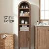 imageBest Choice Products 72 Tall Narrow Arched Pantry Cabinet wReeded Door 4Tier Bookshelf Armoire Hutch Bookcase Storage Cabinet wAdjustable Shelves for Dining Room and Livingroom  WalnutNarrow  Walnut