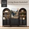 imageBest Choice Products 72 Tall Narrow Arched Pantry Cabinet wReeded Door 4Tier Bookshelf Armoire Hutch Bookcase Storage Cabinet wAdjustable Shelves for Dining Room and Livingroom  WalnutLarge  Black Oak