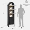 imageBest Choice Products 72 Tall Narrow Arched Pantry Cabinet wReeded Door 4Tier Bookshelf Armoire Hutch Bookcase Storage Cabinet wAdjustable Shelves for Dining Room and Livingroom  WalnutNarrow  Black Oak
