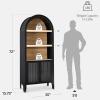 imageBest Choice Products 72 Tall Narrow Arched Pantry Cabinet wReeded Door 4Tier Bookshelf Armoire Hutch Bookcase Storage Cabinet wAdjustable Shelves for Dining Room and Livingroom  WalnutLarge  Black Oak