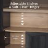 imageBest Choice Products 72 Tall Narrow Arched Pantry Cabinet wReeded Door 4Tier Bookshelf Armoire Hutch Bookcase Storage Cabinet wAdjustable Shelves for Dining Room and Livingroom  WalnutLarge  Black Oak