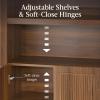 imageBest Choice Products 72 Tall Narrow Arched Pantry Cabinet wReeded Door 4Tier Bookshelf Armoire Hutch Bookcase Storage Cabinet wAdjustable Shelves for Dining Room and Livingroom  WalnutLarge  Walnut