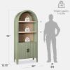 imageBest Choice Products 72 Tall Narrow Arched Pantry Cabinet wReeded Door 4Tier Bookshelf Armoire Hutch Bookcase Storage Cabinet wAdjustable Shelves for Dining Room and Livingroom  WalnutLarge  Sage