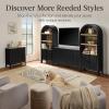 imageBest Choice Products 72 Tall Narrow Arched Pantry Cabinet wReeded Door 4Tier Bookshelf Armoire Hutch Bookcase Storage Cabinet wAdjustable Shelves for Dining Room and Livingroom  WalnutLarge  Natural Oak
