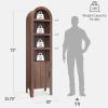 imageBest Choice Products 72 Tall Narrow Arched Pantry Cabinet wReeded Door 4Tier Bookshelf Armoire Hutch Bookcase Storage Cabinet wAdjustable Shelves for Dining Room and Livingroom  WalnutNarrow  Walnut
