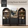 imageBest Choice Products 72 Tall Narrow Arched Pantry Cabinet wReeded Door 4Tier Bookshelf Armoire Hutch Bookcase Storage Cabinet wAdjustable Shelves for Dining Room and Livingroom  WalnutLarge  Natural Oak