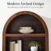 imageBest Choice Products 72 Tall Narrow Arched Pantry Cabinet wReeded Door 4Tier Bookshelf Armoire Hutch Bookcase Storage Cabinet wAdjustable Shelves for Dining Room and Livingroom  WalnutLarge  Walnut