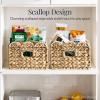 imageBest Choice Products 9x12 Scalloped Shelf Baskets Woven Storage Bins Storage Organizers for Pantry Living Room Bedroom Nursery amp Laundry 4 Pack  Natural with White Trim16x12  Chestnut