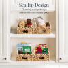 imageBest Choice Products 9x12 Scalloped Shelf Baskets Woven Storage Bins Storage Organizers for Pantry Living Room Bedroom Nursery amp Laundry 4 Pack  Natural with White Trim9x12  Natural with White Trim