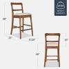 imageBest Choice Products Bar Stool Set of 2 Modern Farmhouse Counter Height Stools wUpholstered Cushioned Seat Wooden Curved Backrest  ChestnutCream