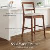 imageBest Choice Products Bar Stool Set of 2 Modern Farmhouse Counter Height Stools wUpholstered Cushioned Seat Wooden Curved Backrest  ChestnutCream