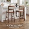 imageBest Choice Products Bar Stool Set of 2 Modern Farmhouse Counter Height Stools wUpholstered Cushioned Seat Wooden Curved Backrest  ChestnutCream