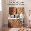 imageBest Choice Products Storage Trunk Basket wLid Large Woven Storage Basket Organizer wSeparate Lids Washable Sectioned Liner Bag for Living Room Bedroom Laundry Room Nursery  NaturalChestnut