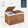 imageBest Choice Products Storage Trunk Basket wLid Large Woven Storage Basket Organizer wSeparate Lids Washable Sectioned Liner Bag for Living Room Bedroom Laundry Room Nursery  NaturalChestnut