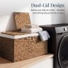 imageBest Choice Products Storage Trunk Basket wLid Large Woven Storage Basket Organizer wSeparate Lids Washable Sectioned Liner Bag for Living Room Bedroom Laundry Room Nursery  NaturalChestnut