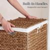 imageBest Choice Products Storage Trunk Basket wLid Large Woven Storage Basket Organizer wSeparate Lids Washable Sectioned Liner Bag for Living Room Bedroom Laundry Room Nursery  NaturalChestnut