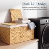 imageBest Choice Products Storage Trunk Basket wLid Large Woven Storage Basket Organizer wSeparate Lids Washable Sectioned Liner Bag for Living Room Bedroom Laundry Room Nursery  NaturalNatural
