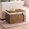 imageBest Choice Products Storage Trunk Basket wLid Large Woven Storage Basket Organizer wSeparate Lids Washable Sectioned Liner Bag for Living Room Bedroom Laundry Room Nursery  NaturalChestnut