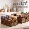 imageBest Choice Products Wicker Storage Basket Shelf Organizer Basket wWooden Handles Woven Rectangular Storage Bin Natural Water Hyacinth for Pantry Closet Laundry Room amp Living Room  NaturalChestnut