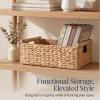 imageBest Choice Products Wicker Storage Basket Shelf Organizer Basket wWooden Handles Woven Rectangular Storage Bin Natural Water Hyacinth for Pantry Closet Laundry Room amp Living Room  NaturalNatural