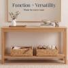 imageBest Choice Products Wicker Storage Basket Shelf Organizer Basket wWooden Handles Woven Rectangular Storage Bin Natural Water Hyacinth for Pantry Closet Laundry Room amp Living Room  NaturalNatural