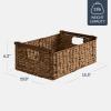 imageBest Choice Products Wicker Storage Basket Shelf Organizer Basket wWooden Handles Woven Rectangular Storage Bin Natural Water Hyacinth for Pantry Closet Laundry Room amp Living Room  NaturalChestnut