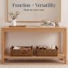 imageBest Choice Products Wicker Storage Basket Shelf Organizer Basket wWooden Handles Woven Rectangular Storage Bin Natural Water Hyacinth for Pantry Closet Laundry Room amp Living Room  NaturalChestnut