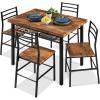 imageBest Choice Products 5Piece Modern Dining Set WSteel Frame Space Saving Rectangular Kitchen Table W 4 Matching Chairs amp Storage Rack for Apartments Kitchens amp Dining Rooms  Medium BrownBlackBrownBlack