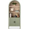 imageBest Choice Products 72 Tall Narrow Arched Pantry Cabinet wReeded Door 4Tier Bookshelf Armoire Hutch Bookcase Storage Cabinet wAdjustable Shelves for Dining Room and Livingroom  WalnutLarge  Sage