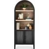 imageBest Choice Products 72 Tall Narrow Arched Pantry Cabinet wReeded Door 4Tier Bookshelf Armoire Hutch Bookcase Storage Cabinet wAdjustable Shelves for Dining Room and Livingroom  WalnutLarge  Black Oak