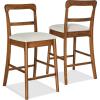 imageBest Choice Products Bar Stool Set of 2 Modern Farmhouse Counter Height Stools wUpholstered Cushioned Seat Wooden Curved Backrest  ChestnutCream