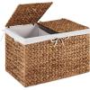 imageBest Choice Products Storage Trunk Basket wLid Large Woven Storage Basket Organizer wSeparate Lids Washable Sectioned Liner Bag for Living Room Bedroom Laundry Room Nursery  NaturalChestnut