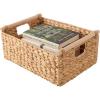 imageBest Choice Products Wicker Storage Basket Shelf Organizer Basket wWooden Handles Woven Rectangular Storage Bin Natural Water Hyacinth for Pantry Closet Laundry Room amp Living Room  NaturalNatural