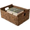 imageBest Choice Products Wicker Storage Basket Shelf Organizer Basket wWooden Handles Woven Rectangular Storage Bin Natural Water Hyacinth for Pantry Closet Laundry Room amp Living Room  NaturalChestnut