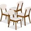 imageBest Choice Products Wooden Dining Chairs Wood MidCentury Modern Upholstered Side Chairs Farmhouse Cushioned Dining Chairs Set of 4 for Dining Room  WalnutCream