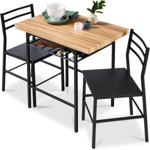 imageBest Choice Products 5Piece Modern Dining Set WSteel Frame Space Saving Rectangular Kitchen Table W 4 Matching Chairs amp Storage Rack for Apartments Kitchens amp Dining Rooms  Medium BrownBlackOakBlack