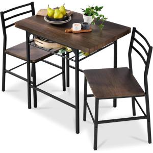 imageBest Choice Products 5Piece Modern Dining Set WSteel Frame Space Saving Rectangular Kitchen Table W 4 Matching Chairs amp Storage Rack for Apartments Kitchens amp Dining Rooms  Medium BrownBlackDark BrownBlack