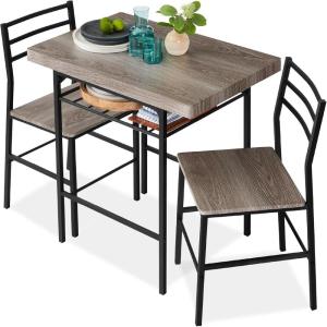 imageBest Choice Products 5Piece Modern Dining Set WSteel Frame Space Saving Rectangular Kitchen Table W 4 Matching Chairs amp Storage Rack for Apartments Kitchens amp Dining Rooms  Medium BrownBlackGrayBlack
