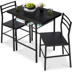 imageBest Choice Products 5Piece Modern Dining Set WSteel Frame Space Saving Rectangular Kitchen Table W 4 Matching Chairs amp Storage Rack for Apartments Kitchens amp Dining Rooms  Medium BrownBlackBlackBlack
