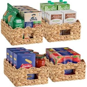 imageBest Choice Products 9x12 Scalloped Shelf Baskets Woven Storage Bins Storage Organizers for Pantry Living Room Bedroom Nursery amp Laundry 4 Pack  Natural with White Trim9x12  Natural