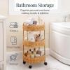 imageBest Choice Products 3Tier Round Rolling Nursery Caddy wWheels Handwoven Utility Cart Storage Organization for Bathroom Craft Room Laundry Room  Natural