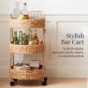imageBest Choice Products 3Tier Round Rolling Nursery Caddy wWheels Handwoven Utility Cart Storage Organization for Bathroom Craft Room Laundry Room  Natural