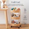 imageBest Choice Products 3Tier Round Rolling Nursery Caddy wWheels Handwoven Utility Cart Storage Organization for Bathroom Craft Room Laundry Room  Natural